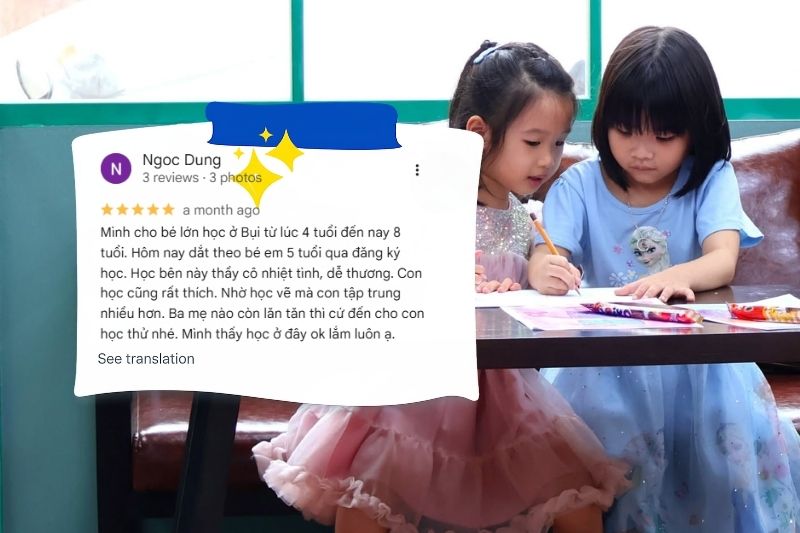 Đánh giá của Phụ hunh về lớp vẽ thiếu nhi Bụi Nhỏ