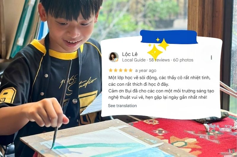 Đánh giá của Phụ hunh về lớp vẽ thiếu nhi Bụi Nhỏ