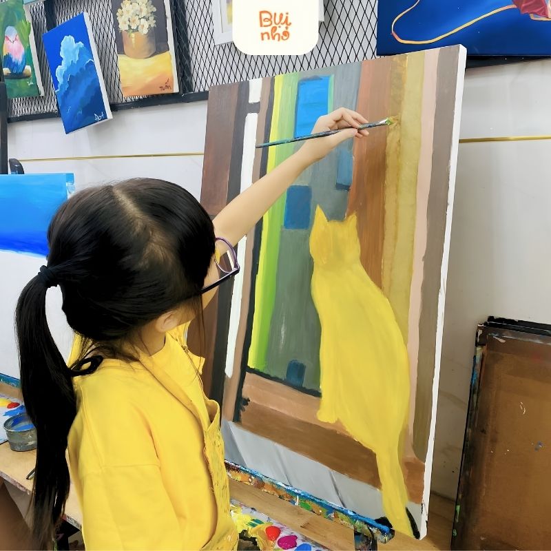 Hình ảnh học viên lớp Acrylic tại Bụi Nhỏ